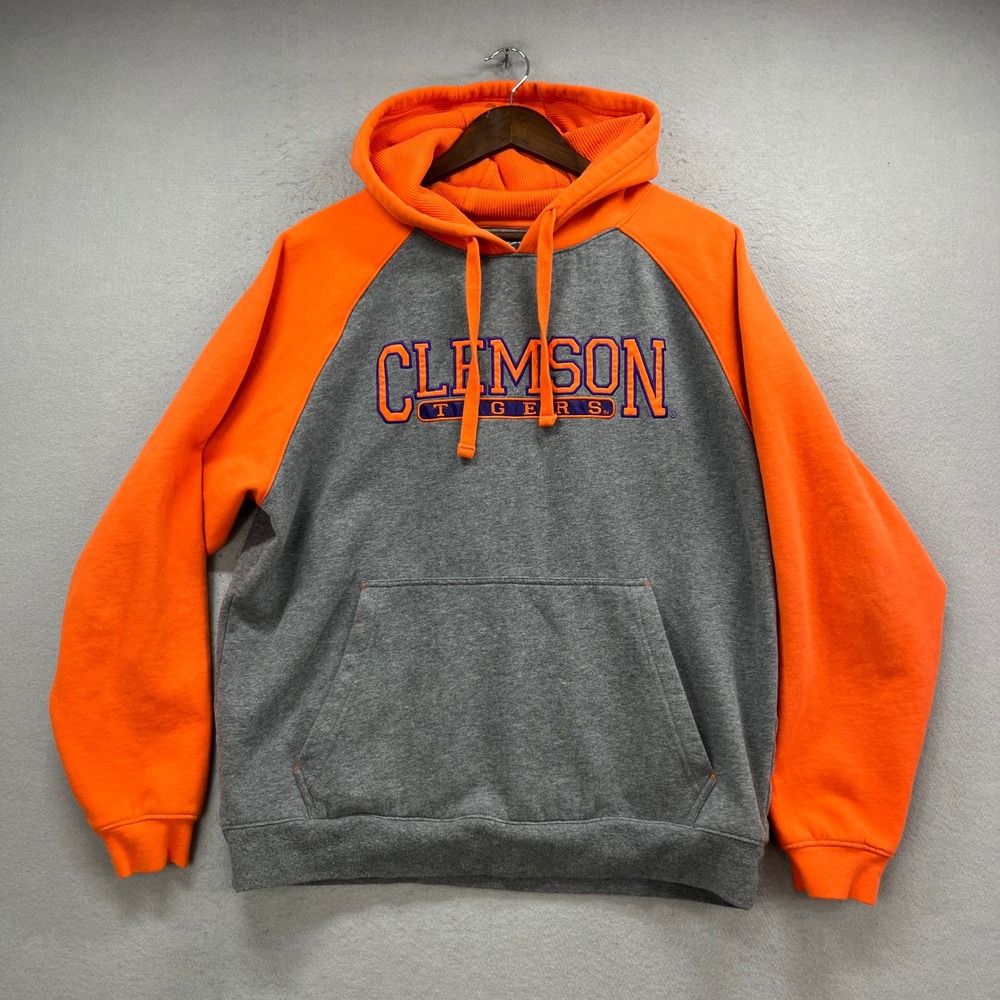 Clemson‎ Tigers Campus Drive Hoodie Men L Gray Orange Pullover Collegiate NCAA